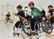 8 October 2016; Lorcan Madden of Leinster in action against Conn Nagle of Ulster during the M. Donnelly GAA Wheelchair Hurling Interprovincial All-Ireland Finals at I.T. Blanchardstown in Blanchardstown, Dublin. Photo by Sportsfile