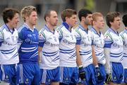 20 February 2011; Monaghan players, from left to right, Conor McManus, Mark Keogh, Gavin Doogan, Darren Hughes, Neil McAdam, Colin Walshe and Dessie Mone stand for a minutes silence before the game. Allianz Football League, Division 1 Round 2, Armagh v Monaghan, Athletic Grounds, Armagh. Picture credit: Oliver McVeigh / SPORTSFILE