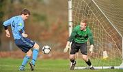 23 February 2011; University College Dublin's David O'Connor shoots past University College Cork goalkeeper Kieran McEnery to score his side's first goal. Dublin Bus Collingwood Cup 2011 Semi-Final, University College Dublin v University College Cork, Dublin University, Santry Avenue, Dublin. Picture credit: David Maher / SPORTSFILE