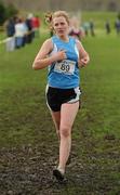 16 February 2011; Mary Mulhare, Presentation Portlaoise, on her way to taking second place in the Senior Girls event at the Aviva Leinster Schools Cross Country. Santry Demesne, Santry, Dublin. Picture credit: Stephen McCarthy / SPORTSFILE