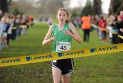 16 February 2011; Ella Fennelly, Mount Anville, on her way to winning the Junior Girls event at the Aviva Leinster Schools Cross Country. Santry Demesne, Santry, Dublin. Picture credit: Stephen McCarthy / SPORTSFILE