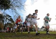16 February 2011; Athletes, from left, Sean Perry, St Fintan's Sutton, Nicky Delamer and Robert Hynes, Belvedere, and Sam Daly, Gonzaga, in action during the Minor Boys event at the Aviva Leinster Schools Cross Country. Santry Demesne, Santry, Dublin. Picture credit: Stephen McCarthy / SPORTSFILE