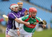 20 February 2011; Derek McDonnell, Mayo, in action against, Peter Coyne, Fingal. Allianz Hurling League, Division 3B Round 2, Mayo v Fingal,  McHale Park, Castlebar, Co. Mayo. Picture credit: Brian Lawless / SPORTSFILE