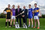11 October 2016; Pictured at the launch of the 2016/17 AIB GAA Club Championships #TheToughest are, from left, Dr Crokes and Kerry star Colm Cooper, Kilmacud Crokes and Dublin star Ryan O'Dwyer, Denis O'Callaghan, AIB, Uachtarán Chumann Lúthchleas Gael Aogán Ó Fearghail, Thurles Sarsfields and Tipperary star Ronan Maher and Kilcar and Donegal star Paddy McBrearty. This year celebrates it's 25th year as proud sponsor of the GAA Club Championships. For exclusive content and to see why AIB are backing Club and County follow us @AIB_GAA Facebook.com/AIBGAA. Photo by Ramsey Cardy/Sportsfile