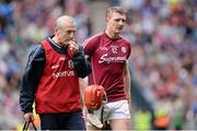 14 August 2016; Joe Canning of Galway leaves the field at the half-time break with the team doctor and didn't return for the second half due to injury in the GAA Hurling All-Ireland Senior Championship Semi-Final game between Galway and Tipperary at Croke Park, Dublin. Photo by Piaras Ó Mídheach/Sportsfile