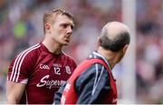 14 August 2016; Joe Canning of Galway leaves the field at the half-time break with the team doctor and didn't return for the second half due to injury in the GAA Hurling All-Ireland Senior Championship Semi-Final game between Galway and Tipperary at Croke Park, Dublin. Photo by Piaras Ó Mídheach/Sportsfile