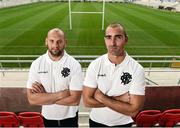 11 October 2016; Dan Tuohy, left, and Ruan Pienaar of Ulster who was announced will take part in the forthcoming historic international game between Barbarians and Fiji to be played at Kingspan Staduim after a press conference at Kingspan Stadium in Ravenhill Park, Belfast. Photo by Oliver McVeigh/Sportsfile
