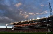 1 October 2016; A general view of the Cusack Stand as the sun sets during the GAA Football All-Ireland Senior Championship Final Replay match between Dublin and Mayo at Croke Park in Dublin. Photo by Brendan Moran/Sportsfile