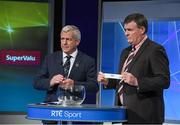 13 October 2016; Munster GAA Chairman Jerry O'Sullivan, left, and Tipperary football manager Liam Kearns draw Kerry for the Munster GAA Football Senior Championship during the draw for the 2017 GAA Provincial Senior Football and Hurling Championships. RTE Studios, Donnybrook, Dublin. Photo by Brendan Moran/Sportsfile