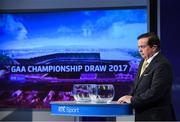 13 October 2016; Presenter Marty Morrissey during the draw for the 2017 GAA Provincial Senior Football and Hurling Championships. RTE Studios, Donnybrook, Dublin. Photo by Brendan Moran/Sportsfile