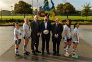 14 October 2016; UCD players, from left, Thu Thi Le, Claire O'Neill, Petra Ormel and Gladys Kate Pascual, with from left, Brian Mullins, Director of Sport, UCD, Gavin Leech, Bank of Ireland Montrose branch manager, and UCD President Prof. Andrew Deeks at the launch of the UCD GAA International team who will compete in the Asian Games this November. UCD at Belfield in Dublin. Photo by Piaras Ó Mídheach/Sportsfile