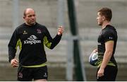 14 October 2016; Rory Best, left, and Paddy Jackson of Ulster during squad training at Kingspan Stadium in Ravenhill Park, Belfast. Photo by Oliver McVeigh/Sportsfile