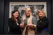 14 October 2016; Mary Hulgraine of Kildare is presented with her award by Muireann King, left, Director of Sales and Marketing at the Croke Park Hotel, and Marie Hickey, President of the LGFA At The Croke Park Hotel and LGFA Player of the Month for September 2016 at The Croke Park Hotel in Dublin. Photo by Matt Browne/Sportsfile