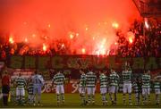 14 October 2016; Shamrock Rovers players and supporters ahead of the SSE Airtricity League Premier Division match between Shamrock Rovers and Dundalk at Tallaght Stadium in Dublin. Photo by David Maher/Sportsfile