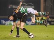 14 October 2016; Brian Gartland of Dundalk in action against Gary Shaw of Shamrock Rovers during the SSE Airtricity League Premier Division match between Shamrock Rovers and Dundalk at Tallaght Stadium in Dublin. Photo by David Maher/Sportsfile