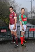 21 February 2011; Photographed at a GAA promotional event for the Allianz football league are Andy Moran, right, Mayo, and Finian Hanley, Galway. Cong, Co. Mayo. Picture credit: David Maher / SPORTSFILE