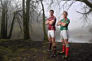 21 February 2011; Photographed at a GAA promotional event for the Allianz football league are are Andy Moran, right, Mayo, and Finian Hanley, Galway. Cong, Co. Mayo. Picture credit: David Maher / SPORTSFILE