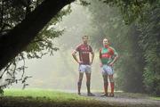 21 February 2011; Photographed at a GAA promotional event for the Allianz football league are Andy Moran, right, Mayo, and Finian Hanley, Galway. Cong, Co. Mayo. Picture credit: David Maher / SPORTSFILE