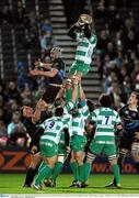 25 February 2011; Corniel Van Zyl, Benetton Treviso, wins possession in the line-out against Kevin McLaughlin, Leinster. Celtic League, Leinster v Benetton Treviso, RDS, Ballsbridge, Dublin. Picture credit: Brian Lawless / SPORTSFILE