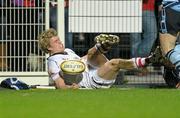 25 February 2011; Andrew Trimble, Ulster, after scoring his side's third try. Celtic League, Ulster v Cardiff Blues, Ravenhill Park, Belfast, Co. Antrim. Photo by Sportsfile