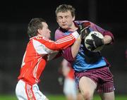25 February 2011; Aidan Breen, St. Michael's, Enniskillen, in action against Mark McAleer, St. Patrick's Academy, Dungannon. BT MacRory Cup Semi-Final, St. Patrick's Academy, Dungannon v St. Michael's, Enniskillen, Healy Park, Omagh, Co. Tyrone. Picture credit: Oliver McVeigh / SPORTSFILE