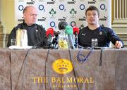 26 February 2011; Ireland head coach Declan Kidney, left, and captain Brian O'Driscoll during a press conference ahead of their RBS Six Nations Rugby Championship match against Scotland on Sunday. The Balmoral, Princes St, Edinburgh, Scotland. Picture credit: Brendan Moran / SPORTSFILE