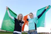 26 February 2011; Ireland fans Niamh O'Sullivan, from Bishopstown, Cork, and Orla Buclkey, right, from Clogheen, Cork, ahead of their side's Six Nations Rugby Championship match against Scotland. Edinburgh, Scotland. Picture credit: Stephen McCarthy / SPORTSFILE