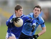 26 February 2011; Jerome Johnston, St Colman’s Newry, in action against Peter Quinn, St Mary’s Magherafelt. BT MacRory Cup Semi-Final, St Colman’s Newry v St Mary’s Magherafelt, Athletic Grounds, Armagh, Picture credit: Oliver McVeigh / SPORTSFILE