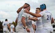 15 October 2016; James Ryan of Leinster A is congratulated by team mates after scoring a try during the British and Irish Cup Pool 4 match between Richmond RFC and Leinster A at Richmond Athletic Ground in London, England. Photo by Robin Parker/Sportsfile