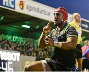 15 October 2016; Bundee Aki of Connacht celebrates after scoring his side's third try of the match during the European Rugby Champions Cup Pool 2 Round 1 match between Connacht and Toulouse at the Sportsground in Galway. Photo by Seb Daly/Sportsfile