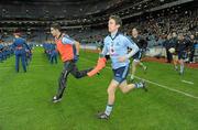 26 February 2011; Alan Hubbard, Dublin, makes his way out on to the pitch for the start of the game. Allianz Football League, Division 1, Round 3, Dublin v Kerry, Croke Park, Dublin. Photo by Sportsfile