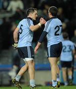 26 February 2011; Dublin players Declan Lally, left, and Ger Brennan celebrate victory. Allianz Football League, Division 1, Round 3, Dublin v Kerry, Croke Park, Dublin. Picture credit: Ray McManus / SPORTSFILE