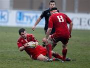 27 February 2011; Damien Varley, Munster, catches a loose ball. Celtic League, Aironi v Munster, Stadio Zaffanella, Italy. Picture credit: Roberto Bregani / SPORTSFILE