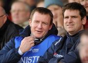 27 February 2011; Laois manager Justin McNulty along with selector Paul Clancy sitting in the stand. Allianz Football League, Division 2, Round 3, Derry v Laois, Celtic Park, Derry. Picture credit: Oliver McVeigh / SPORTSFILE