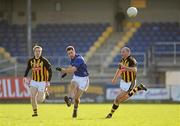 27 February 2011; Martin Brady, Longford, in action against Sean Mooney, left, and Fintan McEnroe, Kilkenny. Allianz Football League, Division 4, Round 4, Longford v Kilkenny, Pearse Park, Longford. Picture credit: Barry Cregg / SPORTSFILE