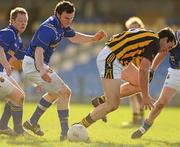 27 February 2011; Donal McElligott, Longford, in action against Sean Mahony, Kilkenny. Allianz Football League, Division 4, Round 4, Longford v Kilkenny, Pearse Park, Longford. Picture credit: Barry Cregg / SPORTSFILE