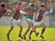 27 February 2011; Aidan Campbell, Mayo, in action against Gary O'Donnell, left and Sean Armstrong, Galway. Allianz Football League, Division 1, Round 3, Galway v Mayo, Tuam Stadium, Tuam, Co. Galway. Picture credit: David Maher / SPORTSFILE