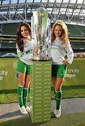 28 February 2011; At the launch of the 2011 Airtricity League are models Nadia Forde, left, and Hazel O'Sullivan. Airtricity League Launch Photocall, Aviva Stadium, Lansdowne Road, Dublin. Picture credit: David Maher / SPORTSFILE