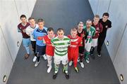 28 February 2011; At the launch of the 2011 Airtricity League are Premier Division players, from left, Brian Gannon, Drogheda United, Simon Madden, Dundalk, Michael Leahy, UCD, Derek Pender, St Patrick's Athletic, Dan Murray, Shamrock Rovers, Richie Ryan, Sligo Rovers, Owen Heary, Bohemians, Gary Dempsey, Bray Wanderers, Paul Sinnott, Galway United and Kevin Deery, Derry City. Airtricity League Launch Photocall, Aviva Stadium, Lansdowne Road, Dublin. Picture credit: Brendan Moran / SPORTSFILE
