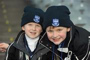 26 February 2011; Three year old Daragh O'Connor, left, and his brother Adam, eight years, from Clonsilla, Dublin, ahead of the games and entertainment. Supporters and Entertainment at the second night of the Allianz League Spring Series, Croke Park, Dublin. Picture credit: Ray McManus / SPORTSFILE