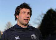 28 February 2011; Leinster's Kevin McLaughlin speaking to the media during squad training ahead of their Celtic League game against Scarlets on Friday. Leinster Rugby Media Briefing and Squad Training, UCD, Belfield, Dublin. Picture credit: Barry Cregg / SPORTSFILE