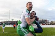 16 October 2016; Alan Smith, left, and Dean Domican of Sarsfields celebrate after the Kildare County Senior Club Football Championship Final game between Moorefield and Sarsfields at St Conleth's Park in Newbridge, Co Kildare. Photo by Piaras Ó Mídheach/Sportsfile