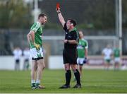 16 October 2016; Ronan Sweeney of Moorefield is shown the red card by referee Fergal Barry after a tussle off the ball with Gary White of Sarsfields in the second half during the Kildare County Senior Club Football Championship Final game between Moorefield and Sarsfields at St Conleth's Park in Newbridge, Co Kildare. Photo by Piaras Ó Mídheach/Sportsfile