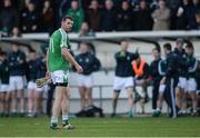 16 October 2016; Ronan Sweeney of Moorefield leaves the field after being shown the red card by referee Fergal Barry after a tussle off the ball with Gary White of Sarsfields in the second half during the Kildare County Senior Club Football Championship Final game between Moorefield and Sarsfields at St Conleth's Park in Newbridge, Co Kildare. Photo by Piaras Ó Mídheach/Sportsfile