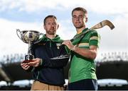 17 October 2016; Gregory O’Kane of Antrim, left, and John McGrath of Tipperary, pictured at the GAA Hurling Shinty Launch at Croke Park in Dublin. Photo by Seb Daly/Sportsfile