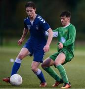 15 October 2016; William Fitzgerald of Limerick FC in action against Gearóid Dillane of Kerry District League during the SSE Airtricity League Under 17 Shield match between Limerick FC and Kerry District League at the University of Limerick. Photo by Piaras Ó Mídheach/Sportsfile
