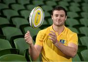 17 October 2016;Former Mini Rugby player and Aviva Ambassador Robbie Henshaw during the Aviva's Mini Rugby Season Launch at the Aviva Stadium in Dublin. The four provincial Aviva Mini Rugby Festivals are taking place throughout October and every club that competes is in with a chance to play in the Aviva National Mini Rugby Festival in May 2017, which he held on the famous Aviva Stadium pitch. Photo by Sam Barnes/Sportsfile