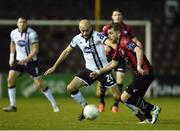 17 October 2016; Rhys Gorman of Longford Town in action against Alan Keane of Dundalk during the SSE Airtricity League Premier Division game between Longford Town and Dundalk at City Calling Stadium, Longford. Photo by David Maher/Sportsfile