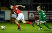 17 October 2016; Lee Desmond of St Patrick's Athletic in action against Stephen Dooley of Cork City during the SSE Airtricity League Premier Division game between St Patrick's Athletic and Cork City at Richmond Park in Dublin. Photo by Seb Daly/Sportsfile