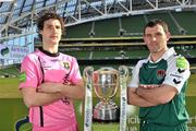 3 March 2011; At the launch of the 2011 Airtricity League are Paul Malone, left, Wexford Youths and Greg O'Halloran, Cork City. Cork City take on Wexford Youths in the first game of the Airtricity League First Division at Turner’s Cross on Friday March 4th. Airtricity League Launch Photocall, Aviva Stadium, Lansdowne Road, Dublin. Picture credit: David Maher / SPORTSFILE